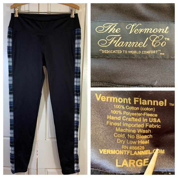 The Vermont Flannel Co Black Plaid Leggings Lounge Pants Women's Large - Picture 11 of 11